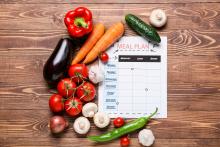 Meal planning journal with vegetables